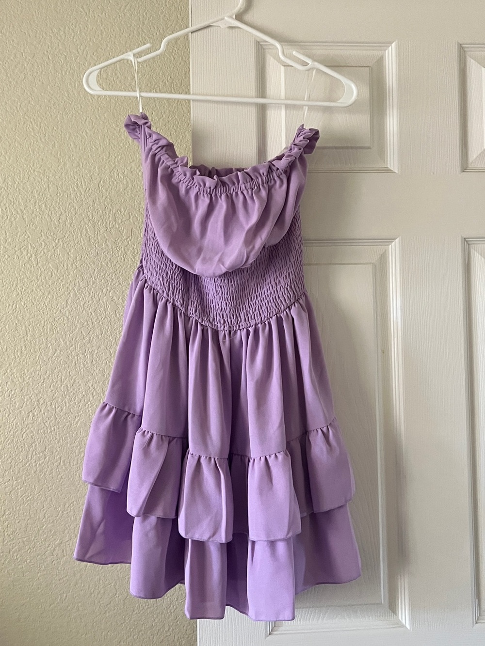 SHEIN Lilac Ruffled Tiered Strapless Sundress